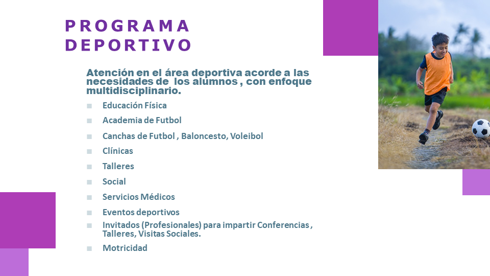 Programa deportivo: Generamos cambios relevantes a través del deporte entre los niños y jóvenes más vulnerables. Involucrando el deporte como herramienta de transformación social al alcance de ellos para mejorar su calidad de vida. La construcción de una sociedad más solidaria e inclusiva en el ámbito local hacen necesaria la labor de la Fundación Imparables y su metodología a través del deporte. En todos nuestros programas trabajamos con el deporte como herramienta esencial para la inclusión social y la equidad, con un especial enfoque en la igualdad de género y la diversidad en todas sus formas. Fomentamos, en la población infantil y juvenil, la práctica del deporte como una forma para sobresalir gracias a su esfuerzo.